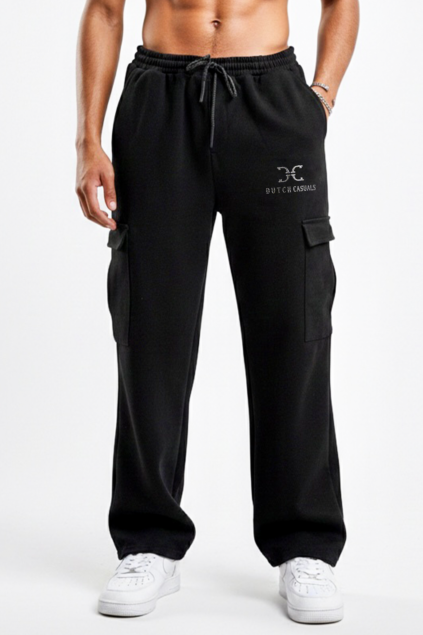 BLACK CARGO TRACK PANT